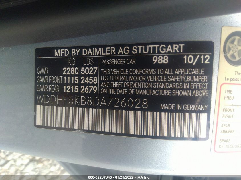 2013 MERCEDES-BENZ E-CLASS E 350 WDDHF5KB8DA726028