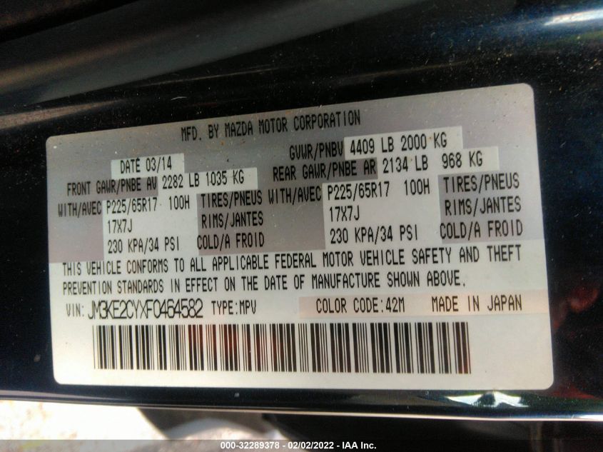2015 MAZDA CX-5 TOURING JM3KE2CYXF0464582