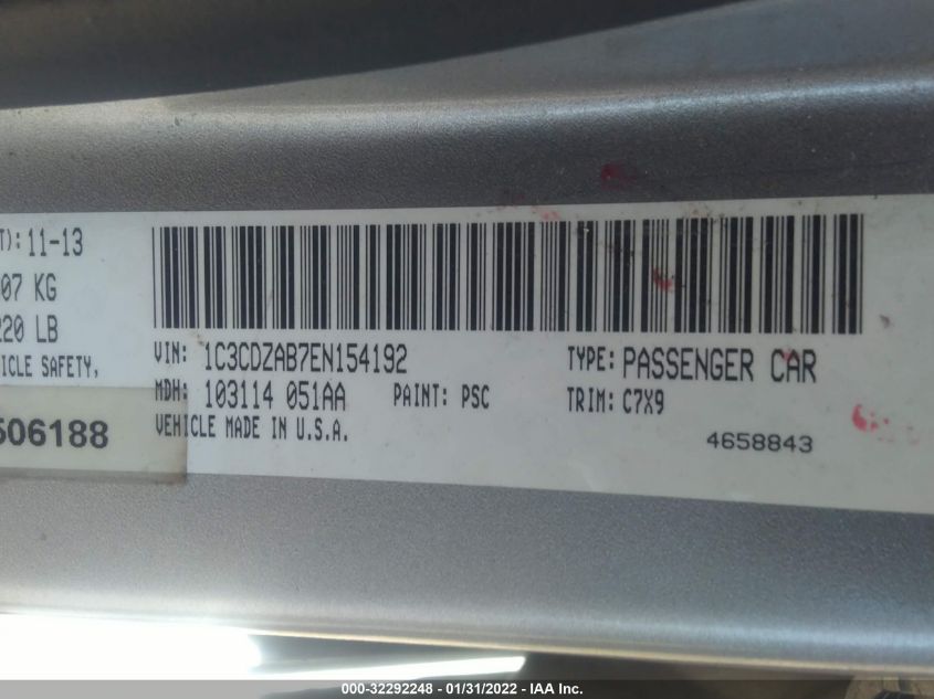 2014 DODGE AVENGER SE 1C3CDZAB7EN154192