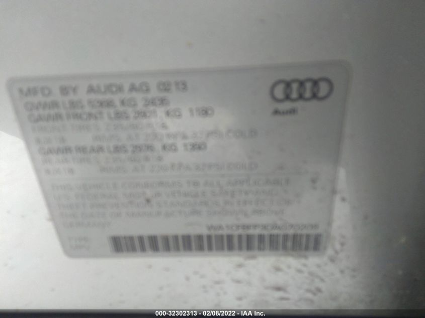 2013 AUDI Q5 PREMIUM WA1CFBFP3DA070209