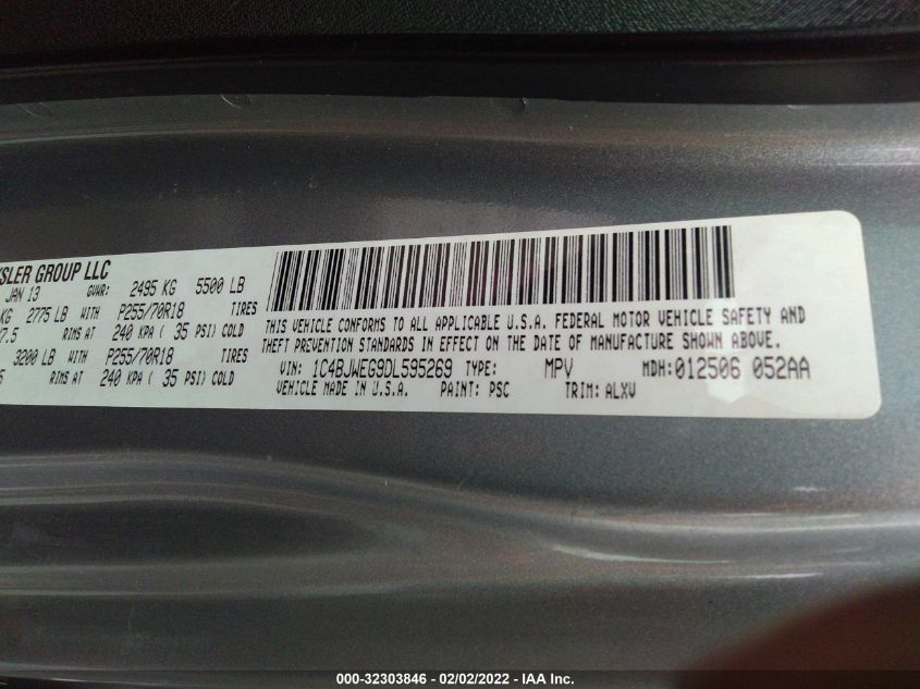 2013 JEEP WRANGLER UNLIMITED SAHARA 1C4BJWEG9DL595269