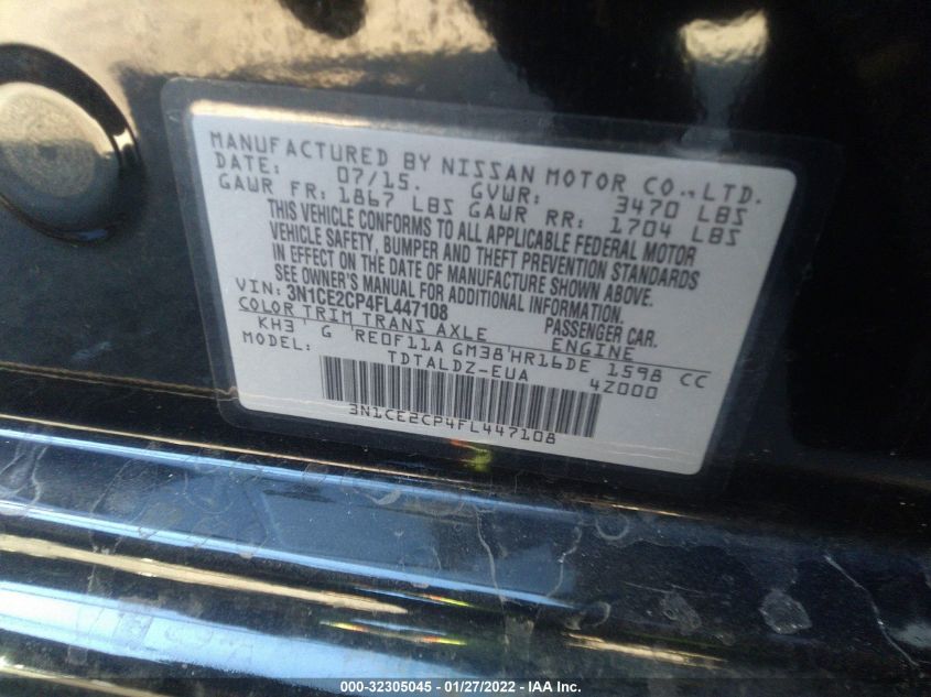 2015 NISSAN VERSA NOTE SV 3N1CE2CP4FL447108