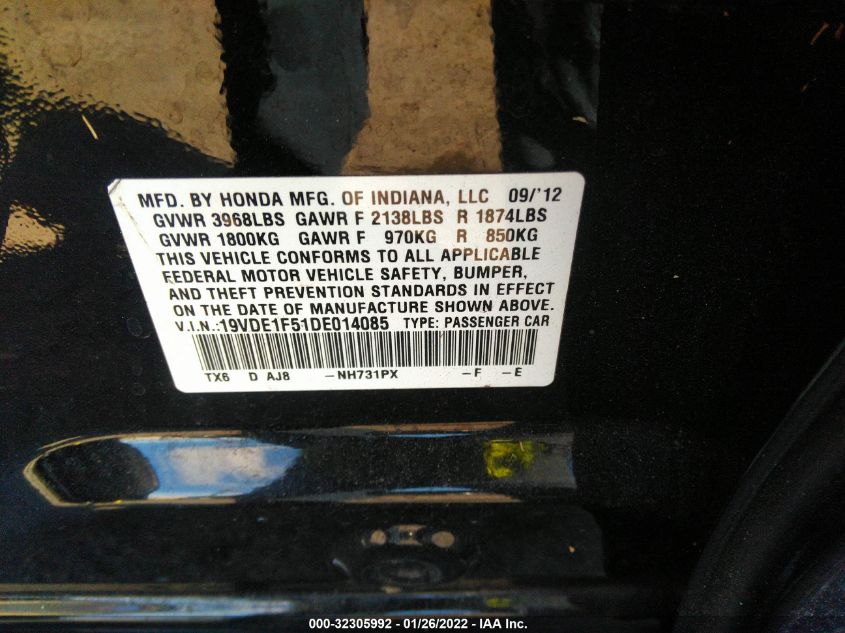 2013 ACURA ILX PREMIUM PKG 19VDE1F51DE014085