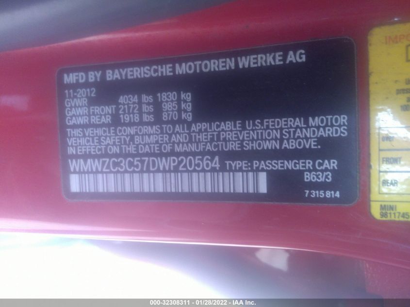 2013 MINI COOPER COUNTRYMAN S WMWZC3C57DWP20564