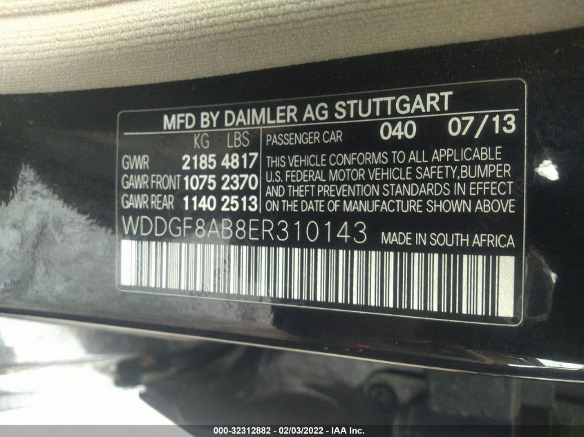 2014 MERCEDES-BENZ C-CLASS C 300 WDDGF8AB8ER310143