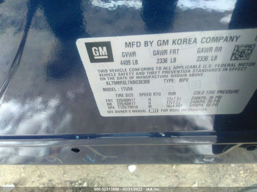 2022 CHEVROLET TRAILBLAZER LT KL79MRSL7NB038308
