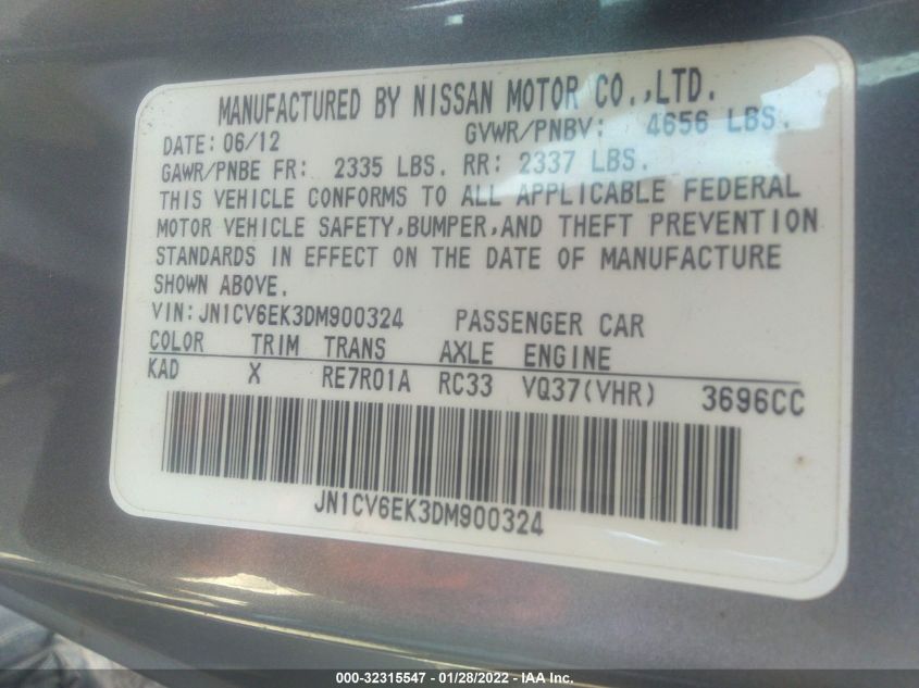 2013 INFINITI G37 COUPE JOURNEY JN1CV6EK3DM900324