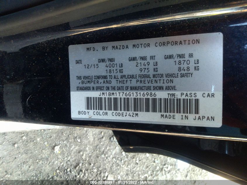 2016 MAZDA MAZDA3 I SPORT JM1BM1T76G1316986
