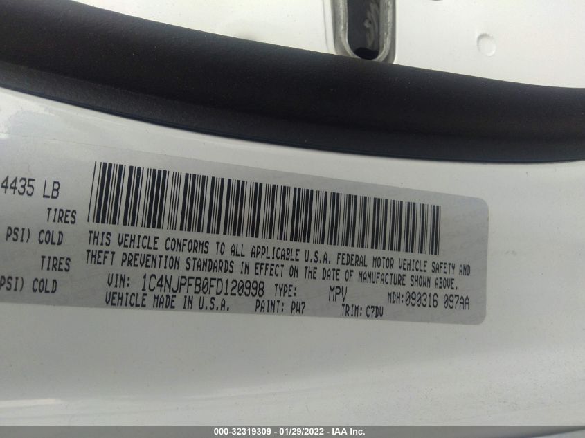 2015 JEEP PATRIOT LATITUDE 1C4NJPFB0FD120998