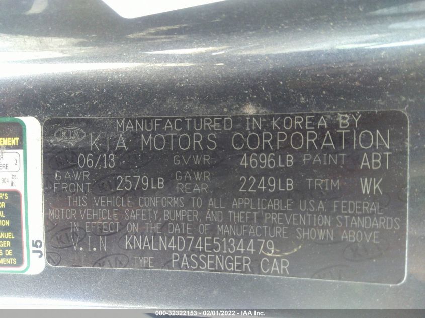 2014 KIA CADENZA PREMIUM KNALN4D74E5134479