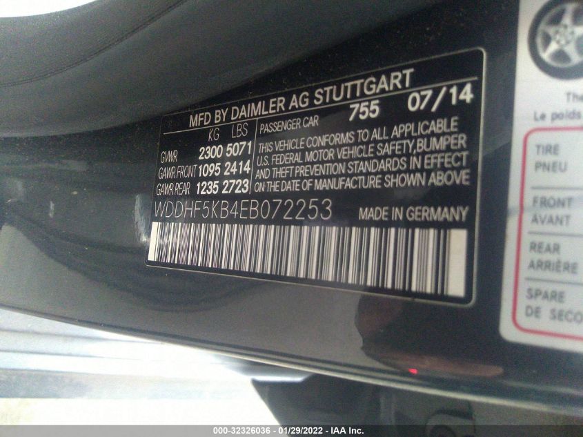 2014 MERCEDES-BENZ E-CLASS E 350 WDDHF5KB4EB072253