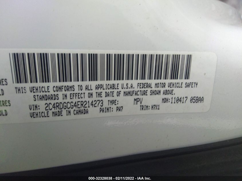 2014 DODGE GRAND CARAVAN SXT 2C4RDGCG4ER214273
