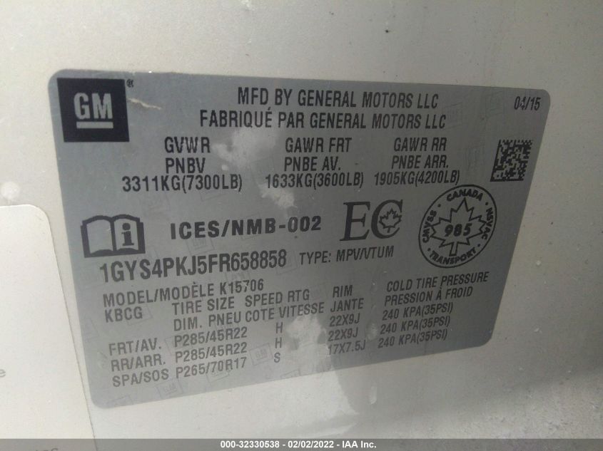 2015 CADILLAC ESCALADE PLATINUM 1GYS4PKJ5FR658858