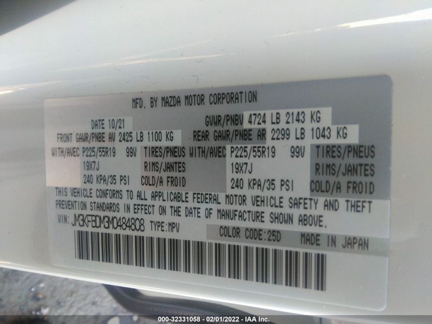 2021 MAZDA CX-5 GRAND TOURING JM3KFBDM3M0484808