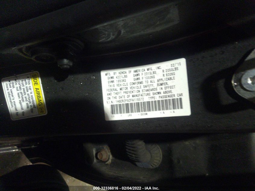 2015 HONDA ACCORD SEDAN EX-L 1HGCR2F82FA119572