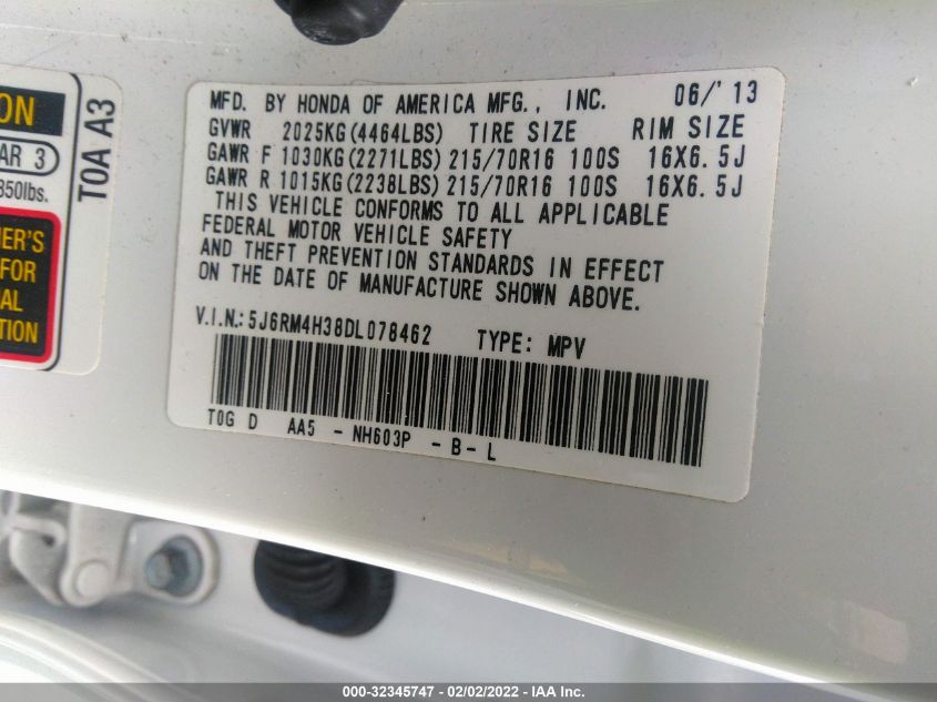 2013 HONDA CR-V LX 5J6RM4H38DL078462