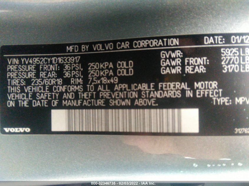 2013 VOLVO XC90 YV4952CY1D1633917