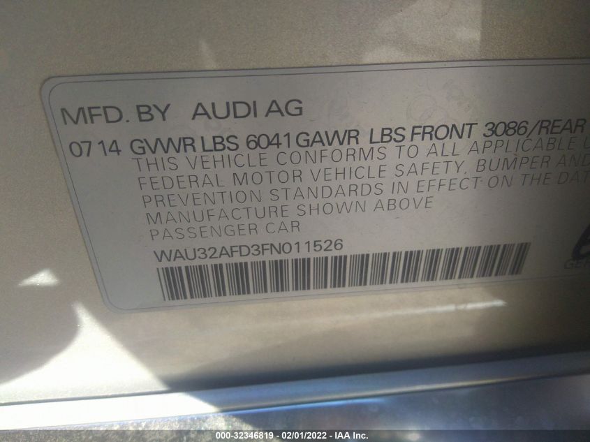 2015 AUDI A8 L 4.0T WAU32AFD3FN011526
