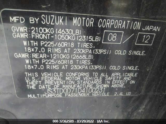 2013 SUZUKI GRAND VITARA LIMITED JS3TD0D71D4100231