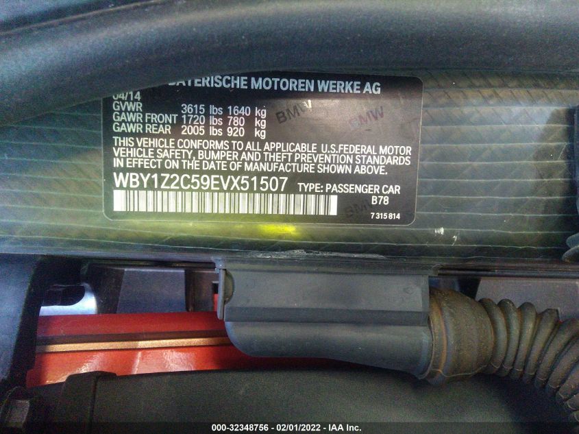 2014 BMW I3 WBY1Z2C59EVX51507