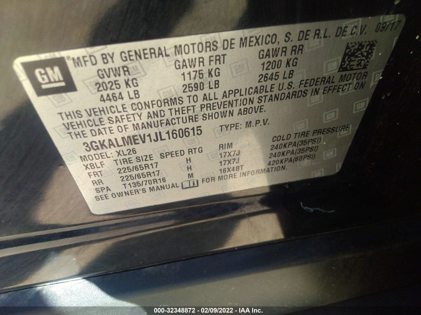 2018 GMC TERRAIN SLE 3GKALMEV1JL160615