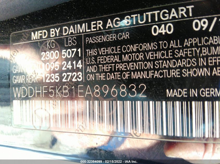 2014 MERCEDES-BENZ E-CLASS E 350 WDDHF5KB1EA896832