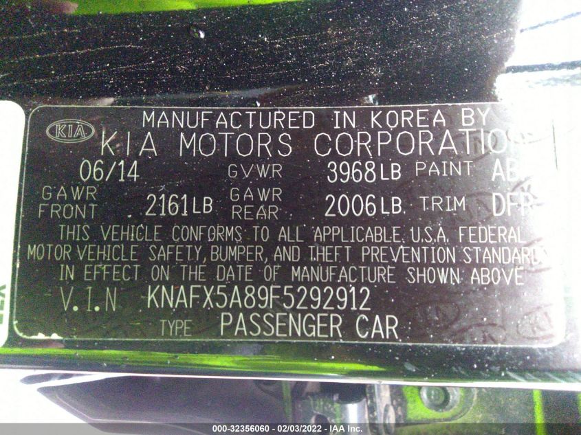 2015 KIA FORTE 5-DOOR EX KNAFX5A89F5292912