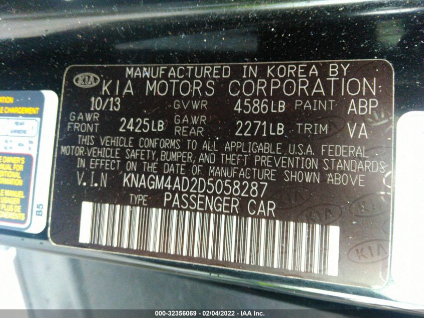 2013 KIA OPTIMA HYBRID EX KNAGM4AD2D5058287