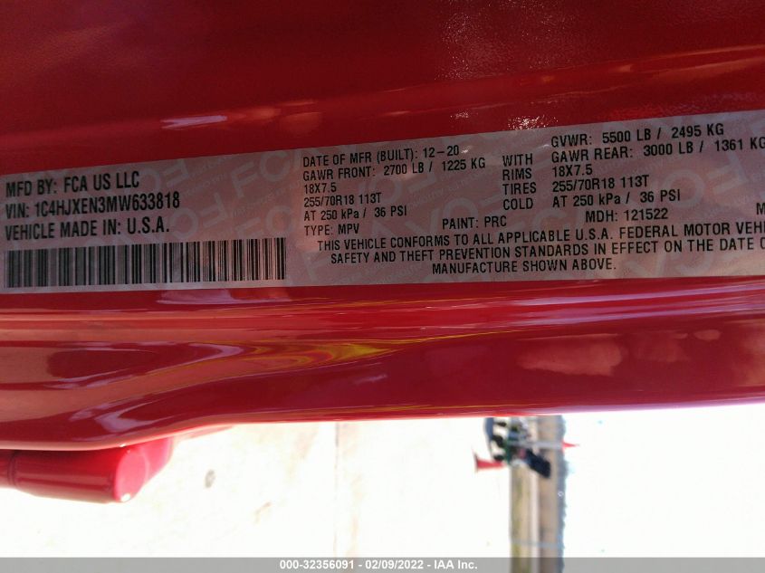 2021 JEEP WRANGLER UNLIMITED SAHARA 1C4HJXEN3MW633818