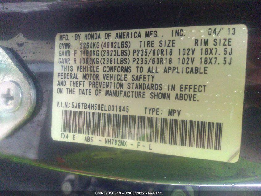 2014 ACURA RDX TECH PKG 5J8TB4H59EL001945