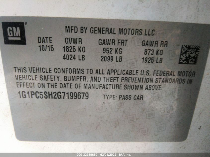 2016 CHEVROLET CRUZE LIMITED LS 1G1PC5SH2G7199679