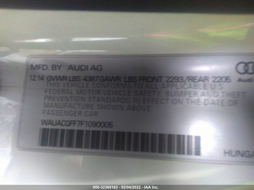2015 AUDI A3 1.8T PREMIUM WAUACGFF7F1090005