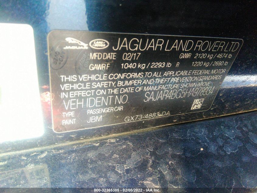 2017 JAGUAR XE 25T SAJAR4BG5HA978934