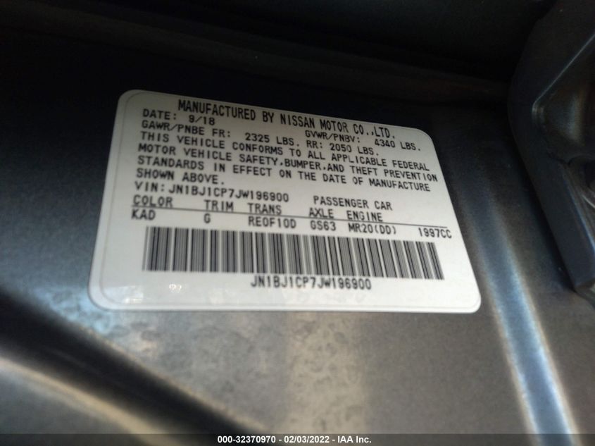 2018 NISSAN ROGUE SPORT S JN1BJ1CP7JW196900