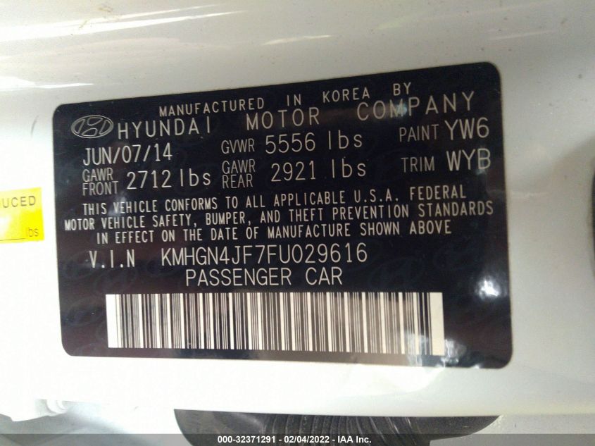 2015 HYUNDAI GENESIS 5.0L KMHGN4JF7FU029616