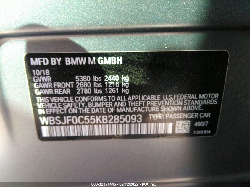 WBSJF0C55KB285093 2019 BMW M5, photo no. 9