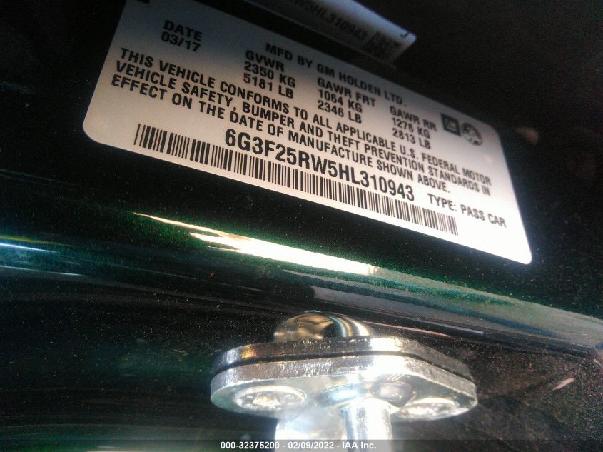 2017 CHEVROLET SS 6G3F25RW5HL310943