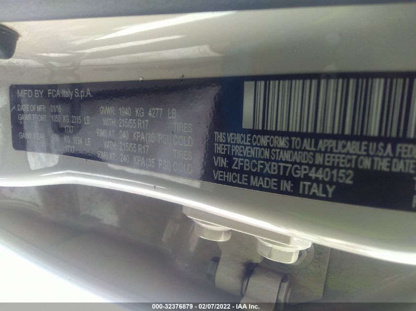 2016 FIAT 500X EASY ZFBCFXBT7GP440152