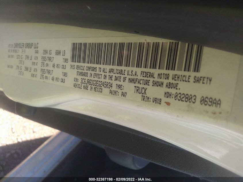 2014 RAM 1500 TRADESMAN 3C6JR6DG3EG245034