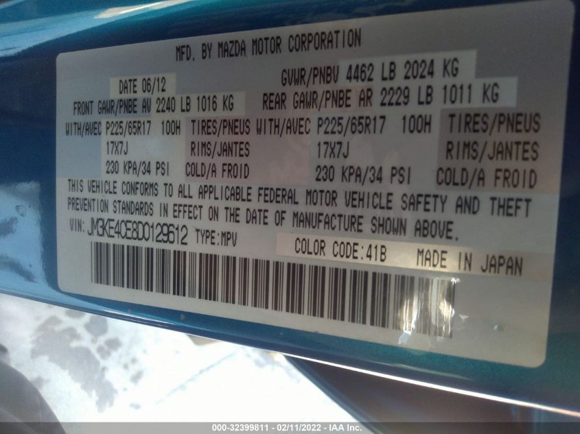 2013 MAZDA CX-5 TOURING JM3KE4CE8D0129612