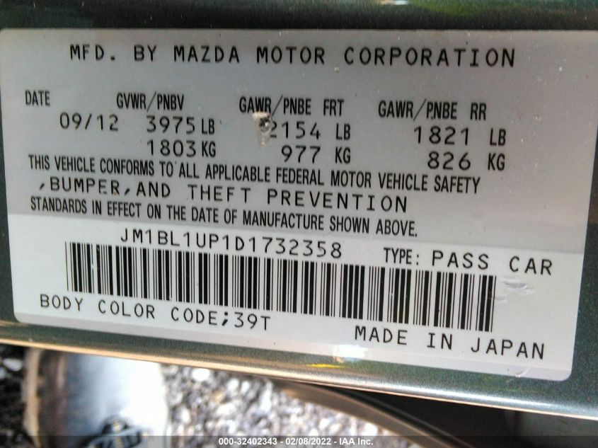 2013 MAZDA MAZDA3 I SPORT JM1BL1UP1D1732358