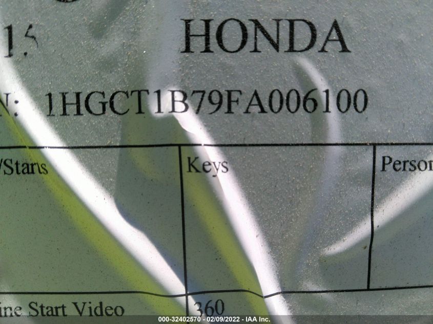 2015 HONDA ACCORD COUPE EX 1HGCT1B79FA006100