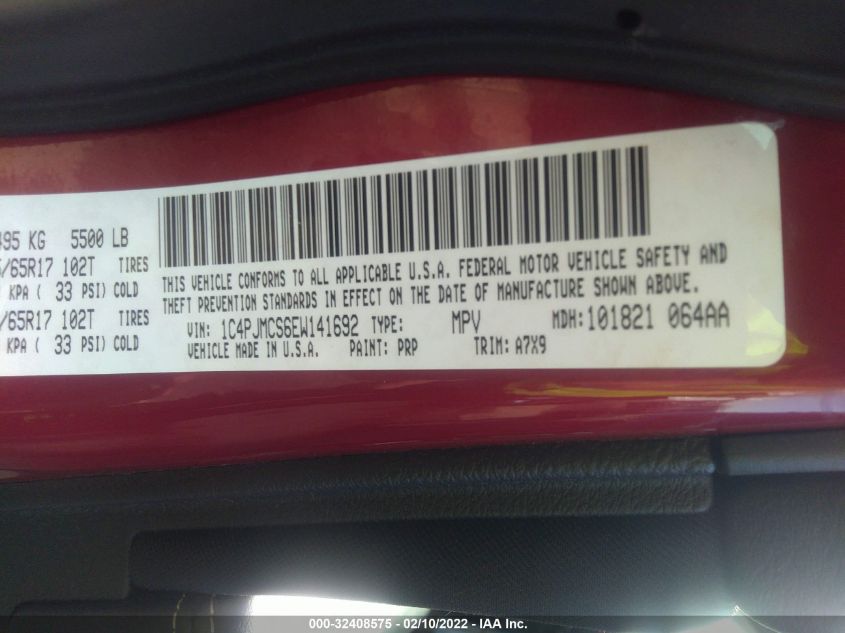 2014 JEEP CHEROKEE LATITUDE 1C4PJMCS6EW141692