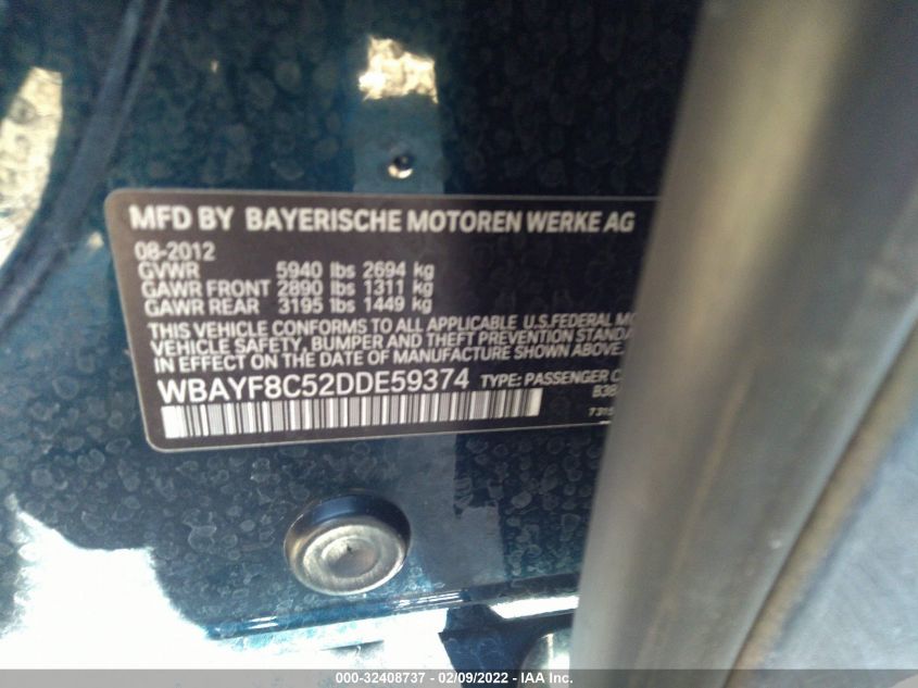 2013 BMW 7 SERIES 750LI XDRIVE WBAYF8C52DDE59374