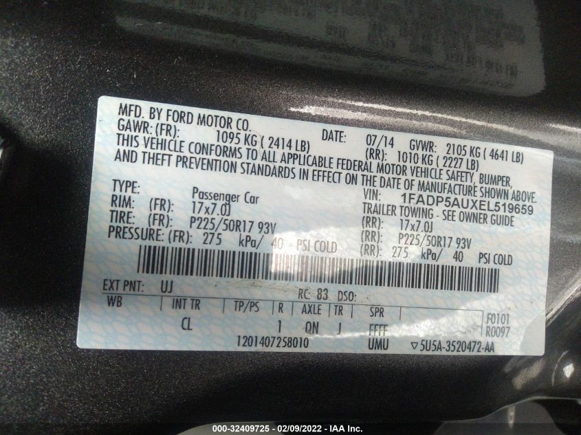 2014 FORD C-MAX HYBRID SE 1FADP5AUXEL519659