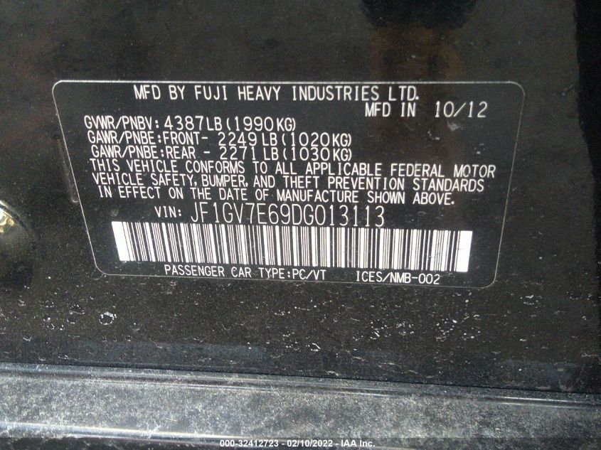 2013 SUBARU IMPREZA SEDAN WRX WRX JF1GV7E69DG013113