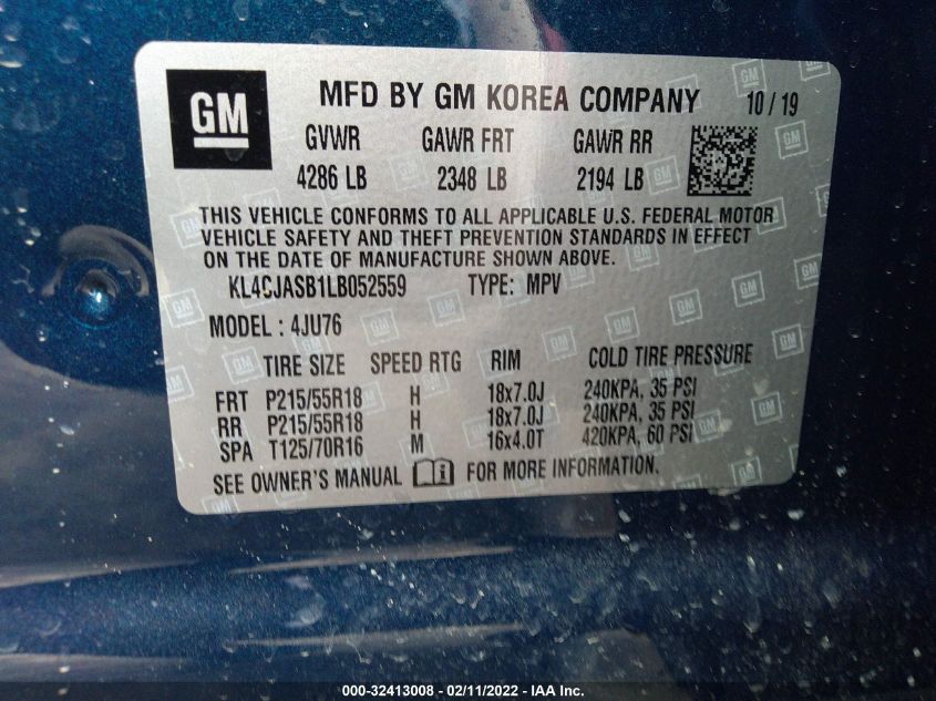 2020 BUICK ENCORE PREFERRED KL4CJASB1LB052559