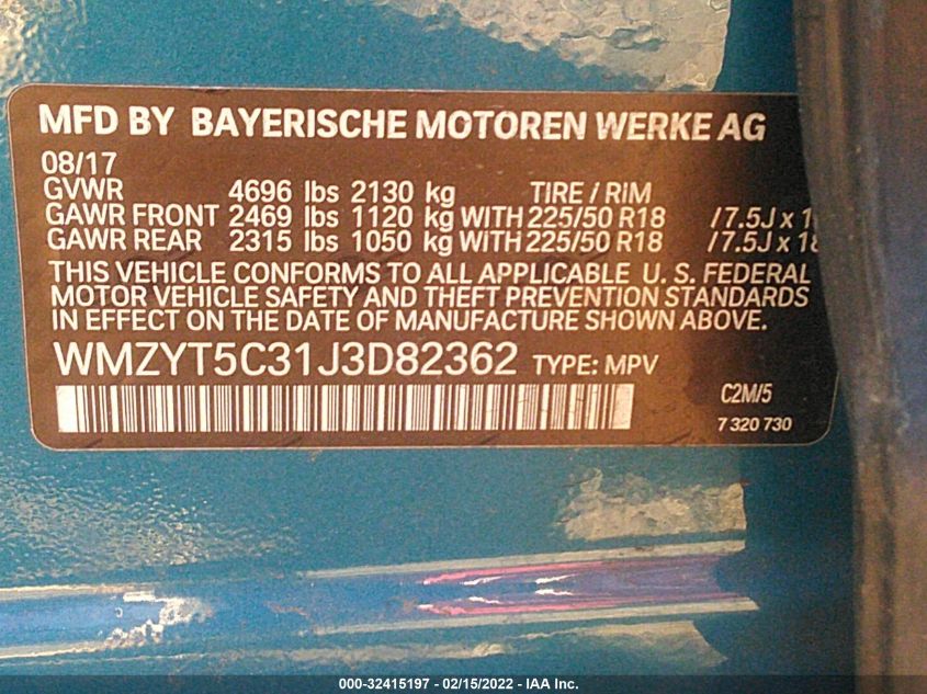 2018 MINI COUNTRYMAN COOPER S WMZYT5C31J3D82362