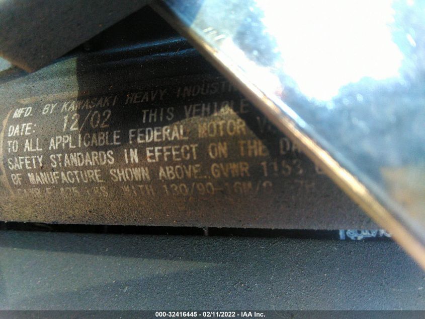 2003 KAWASAKI VN1600 A1 JKBVNKA143A000503