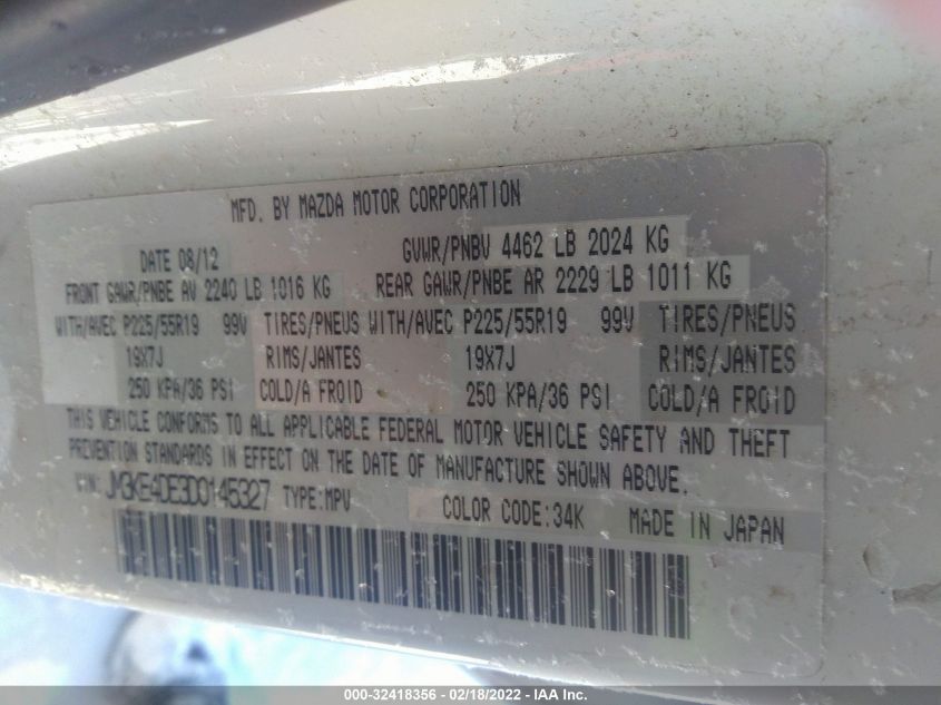 2013 MAZDA CX-5 GRAND TOURING JM3KE4DE3D0145327